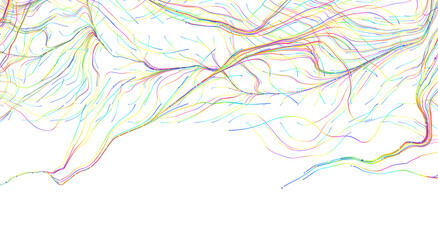 Naklejka premium Abstract design of colorful streamline lines on white with feelings of movement and flow.