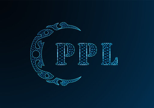 Low poly letter logo PPL design. PPL letter logo low poly vector design on blue color gradient background. PPL logo low poly design