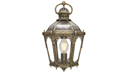 A beautifully designed antique lantern with a lit bulb inside © Romeryo