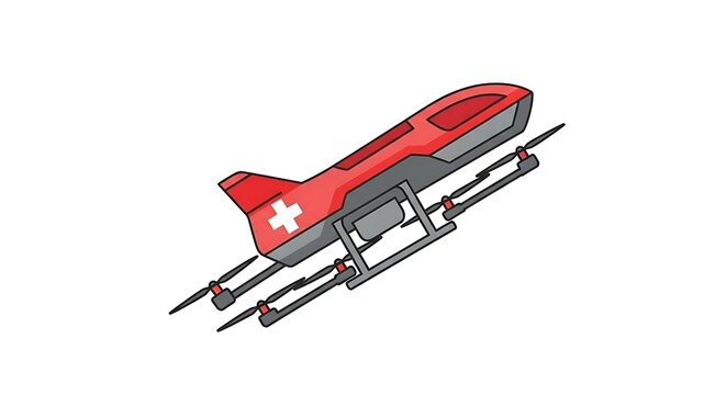 Red Swiss rescue toboggan sled.