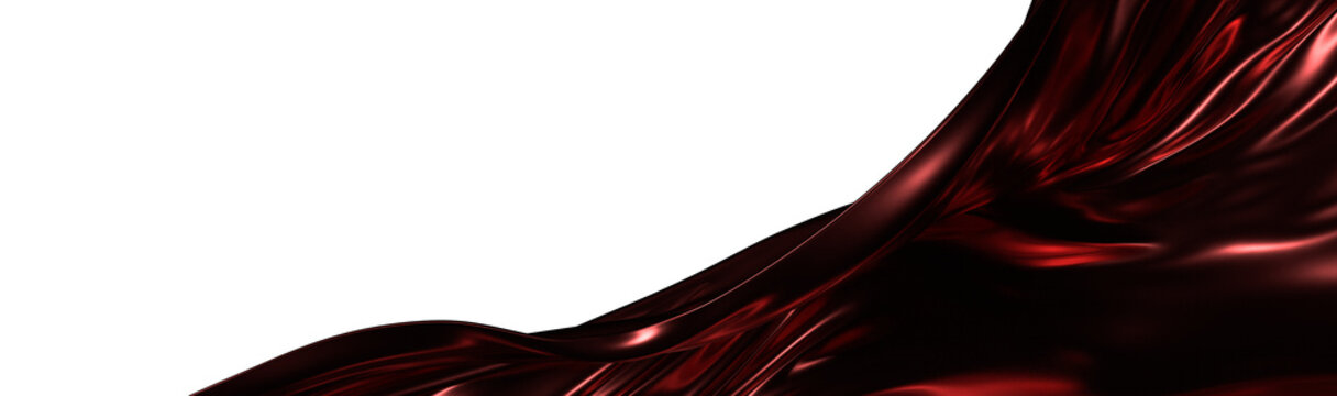 Abstract image of flowing red fabric with light reflections and space, perfect for backgrounds and designs. Includes sof