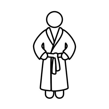 バスローブを着た人物のラインアイコン