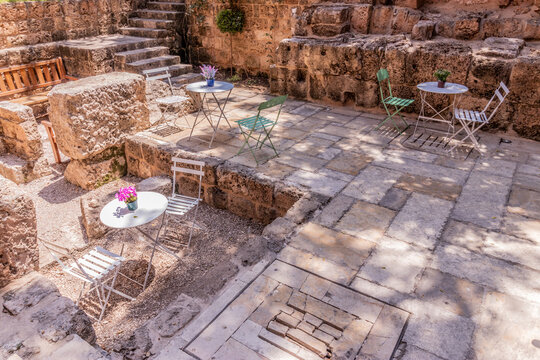 Small cafe on ancient ruins in Batroun, Lebanon