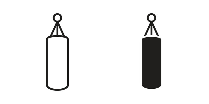 Punching bag icon Line Design Vector Illustration. Solid Black icons