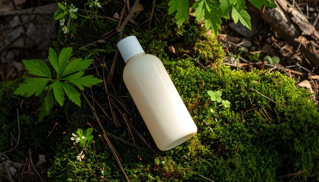 Light beige plastic bottle