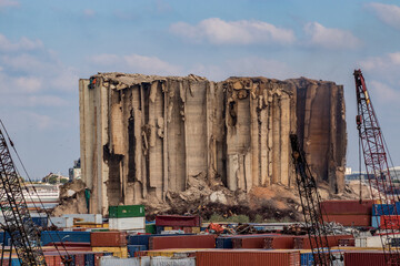 Damaged Beirut port grain silos, Lebanon © Matyas Rehak