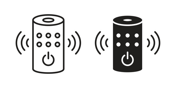 Smart speaker icon Line Design Vector Illustration. Solid Black icons