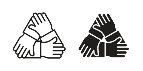 Fototapeta premium Teamwork icon Line Design Vector Illustration. Solid Black icons