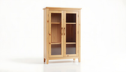 Obraz premium Modern Wooden Cabinet with Sliding Glass Doors 