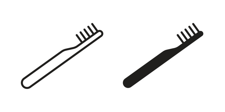 Toothbrush icon Line Design Vector Illustration. Solid Black icons