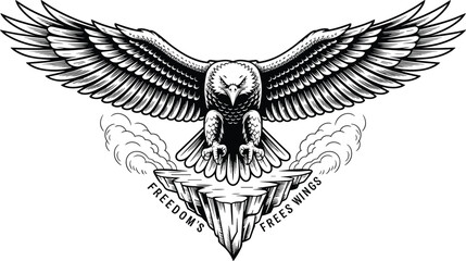 Fototapeta premium American-style eagle emblem vector perfect for badges, logos, and t-shirt designs.