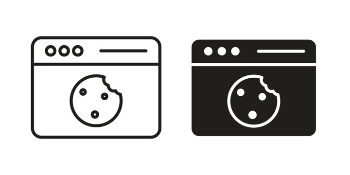 web Cookies icon Line Design Vector Illustration. Solid Black icons