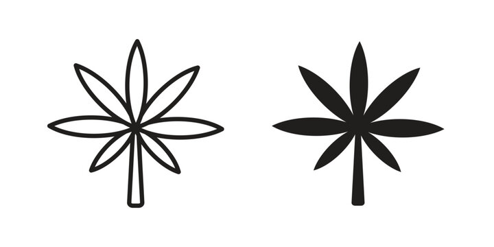 Weed icon Line Design Vector Illustration. Solid Black icons