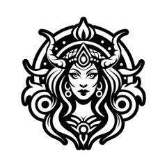 Obraz premium Goddess abundance icon in filled style