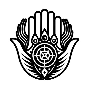 Mystic hand symbol icon in solid style