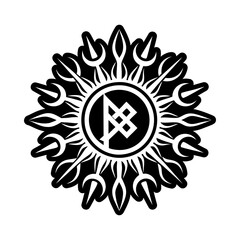 Obraz premium Sowilo burst symbol icon in glyph style