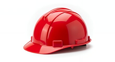 Fototapeta premium Red safety helmet isolated on white background for construction industry