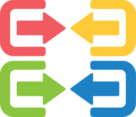 Obraz premium Colorful entry and exit arrows, vibrant login and logout icons, modern sign-in and sign-out vector graphics for user interfaces, web design, and digital applications