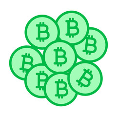 Obraz premium Green vector of multiple bitcoin coins stacked together in a circular cluster
