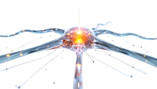 A glowing central sphere with radiating energy tendrils against a transparent background