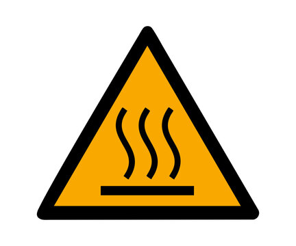 ISO 7010 W017 Hot surface sign illustration on transparent background. 

