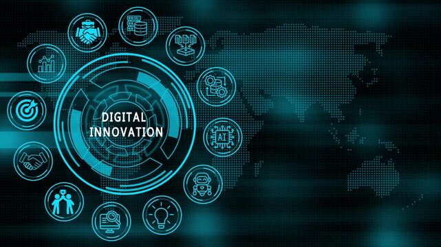  digital innovation concept animation. Business, Technology, Internet and network concept. animation video