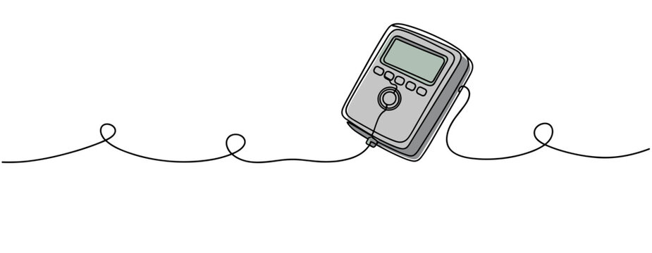Portable electronic meter tilted on continuous looping line backdrop. no editable strokes