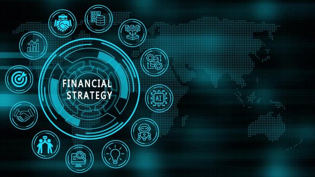  financial strategy concept animation. Business, Technology, Internet and network concept. animation video