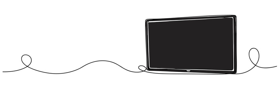 Flat screen monitor on white background with cable line. no editable strokes