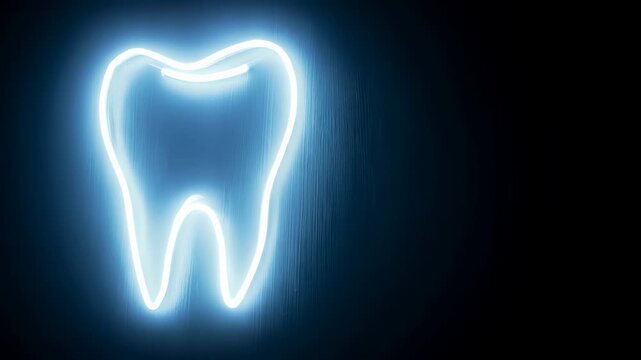 A glowing tooth symbolizing dental health and care, A glowing tooth icon representing dental health and care