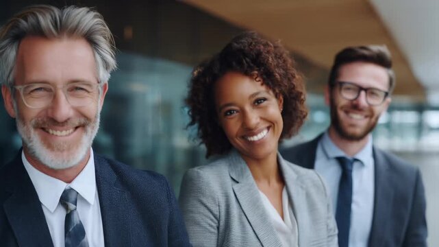Three professional colleagues collaborating in an office