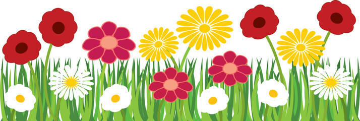 Spring flowers banner. Hand drawn vector illustration. © Albachiaraa