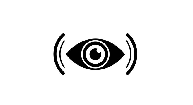 A stylized illustration of an eye with sound waves emanating from it Abstrack background