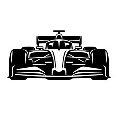 Obraz premium Black and white illustration of a sleek race car speeding on the track with a streamlined design and powerful engine