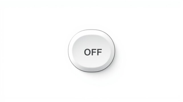 White surface features circular button labeled OFF. Simple design, clean aesthetic, minimal composition. Focus rests solely on switch.