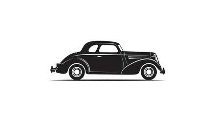 Obraz premium Vintage Silhouette Car, Retro Coupe Automobile, Classic Vehicle Design