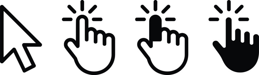 Obraz premium Minimal Flat Hand and Cursor Vector Icon set