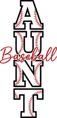 Obraz premium Baseball Aunt Typography Design with Baseball Stitch Letters