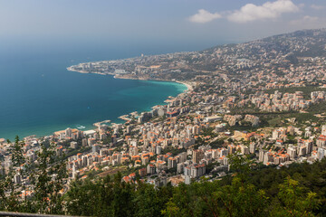 Fototapeta premium Aerial view of Jounieh town, Lebanon