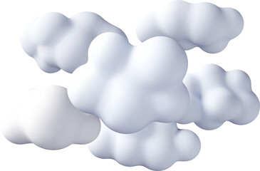 Fototapeta premium Group of white 3d clouds floating in blue sky.
