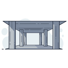 Naklejka premium Concrete building structure with pillars in construction site. non editable strokes