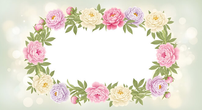 A decorative floral wreath composed of pink roses and green leaves