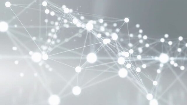 3D Abstract White Network Plexus with Connected Nodes and Lines Technology Loop Background