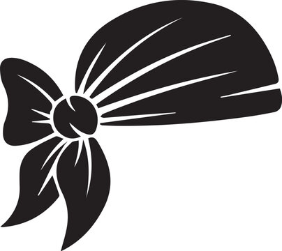 Black bandana vector icon, pirate headscarf silhouette, biker do-rag head covering, tied fabric bandana for fashion and costume design