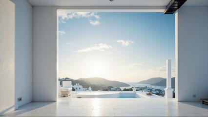 Fototapeta premium Bright Sunny Day Overlooking the Sea and Hills
