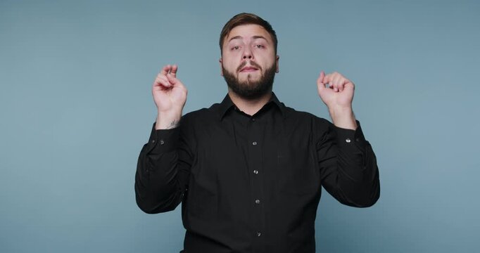 Expressing emotions through sign language with creativity and flair in a colorful setting