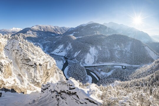 Ruinaulta or Rhine Gorge, winter landscape, Anterior Rhine, Flims, Canton Graub&uuml;nden, Switzerland