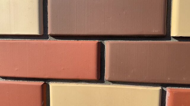 Brick cladding of the building. Bavarian bricklaying closeup