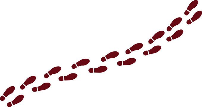 Footprint trail vector, human shoe prints, walking path, footsteps leading forward, journey concept graphic element