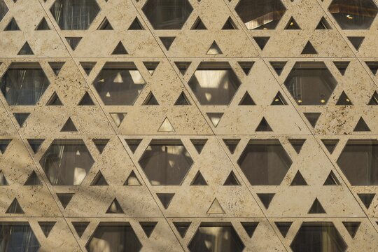 Stars of David, hexagram symbols, at the New Synagogue, Ulm, Baden-W&uuml;rttemberg, Germany